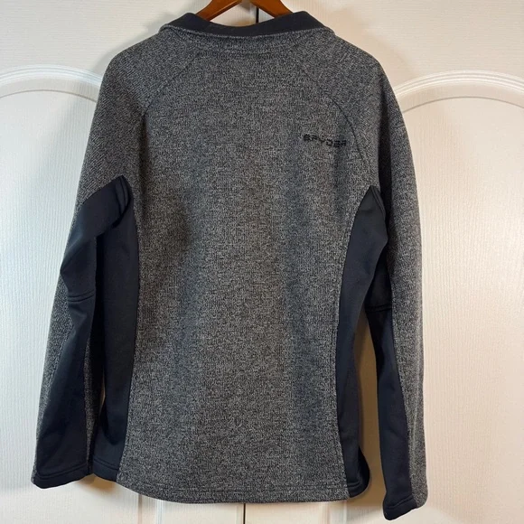 Spyder Outbound Half-Zip Core Pullover Sweater Grey Black Fleece Large - Picture 2 of 7
